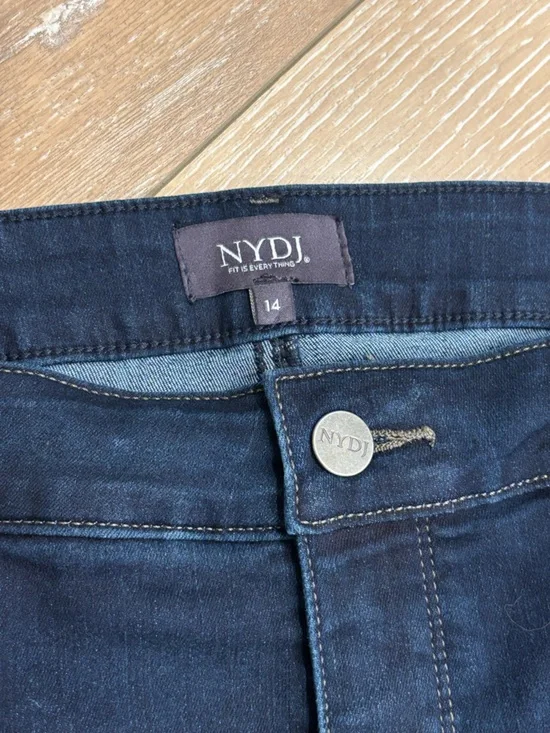 NYDJ Teresa Wide Leg Jeans 14 Dark Wash Trouser Style High Rise Minimalist - Picture 4 of 10